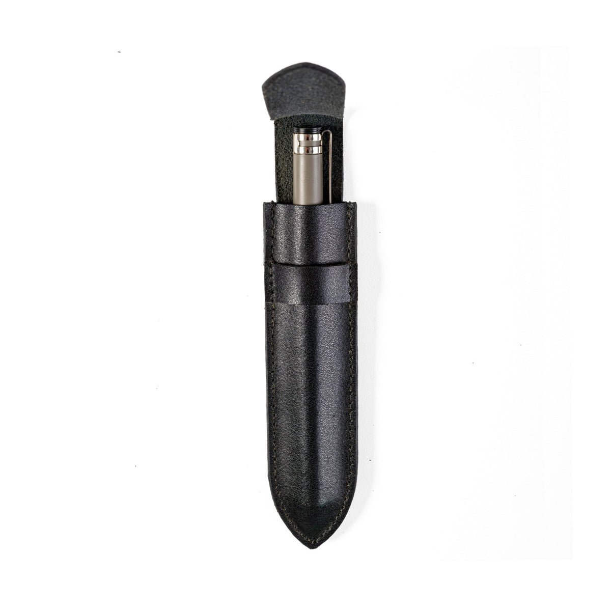A black makeup brush with a pointed tip and angled bristles, shown vertically against a plain white background.